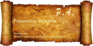 Popovics Aletta névjegykártya