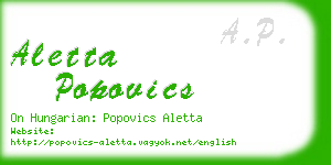 aletta popovics business card